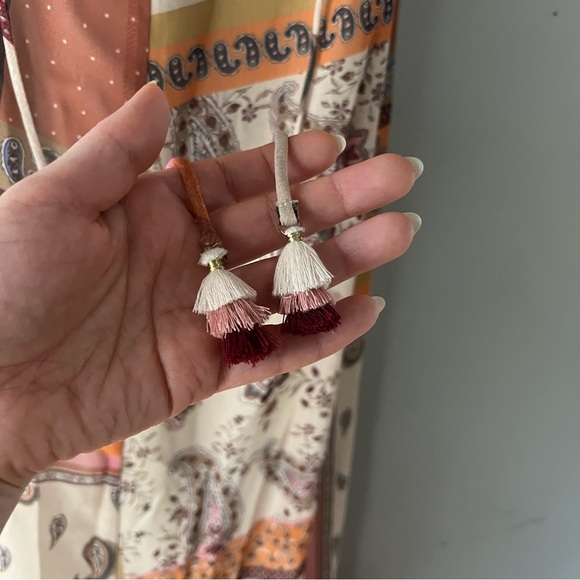 Zara Cream and Orange Tiered Maxi Sundress - Picture 10 of 15